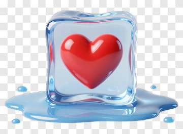 Heart In Ice Cube With Melting Water PNG