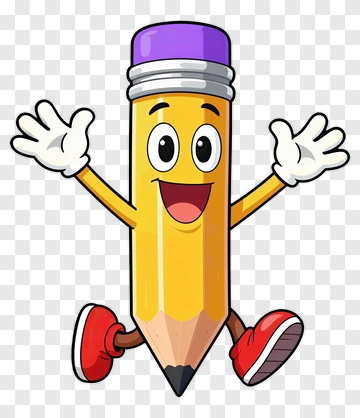 Cartoon Pencil Smiling And Jumping PNG