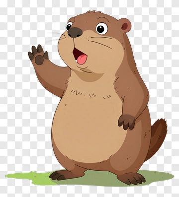 Cartoon Otter Waving Hello PNG