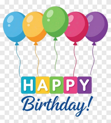 Colorful Balloons With Happy Birthday Text PNG