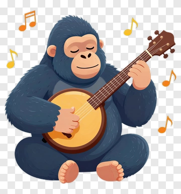 Cartoon Gorilla Playing A Banjo PNG