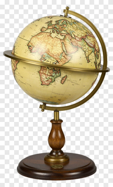 Antique Globe On Wooden Stand PNG