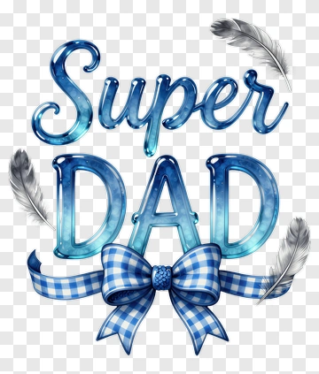 Super Dad Artwork With Blue Bow And Feathers PNG