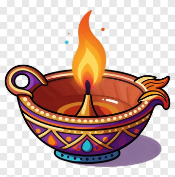 Colorful Oil Lamp With Flame PNG
