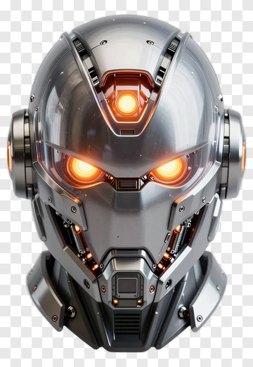 Robot Head With Glowing Eyes PNG