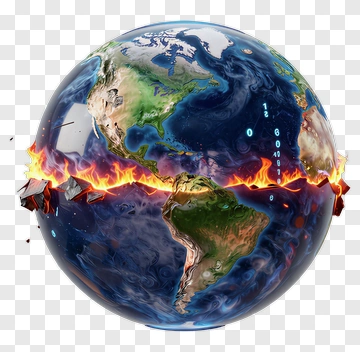 Earth With Lava And Cracks PNG