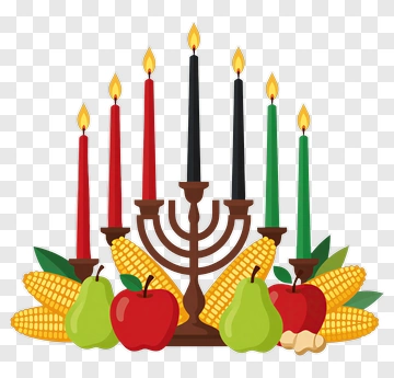 Menorah With Apples And Corn PNG