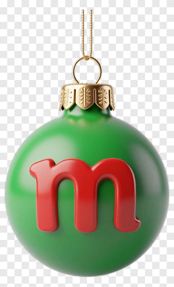 Green Christmas Ornament With Red Letter M PNG