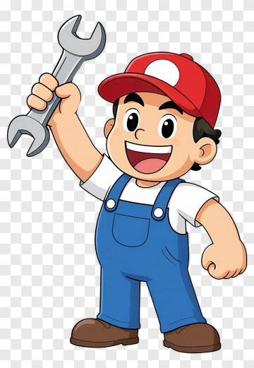 Cartoon Mechanic Holding A Wrench PNG