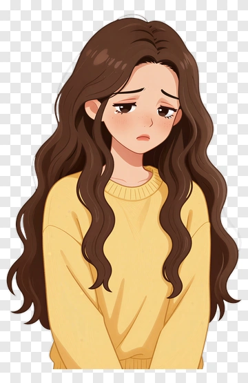 Sad Girl In Yellow Sweater PNG