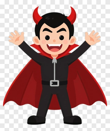 Cartoon Vampire With Red Cape PNG