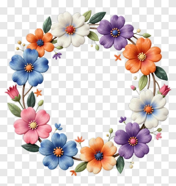 Colorful Floral Wreath PNG