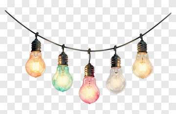 Colorful String Of Decorative Light Bulbs PNG