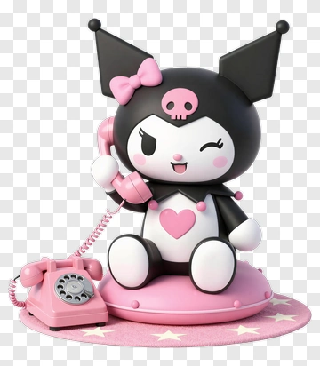 Cute Character Holding A Pink Telephone PNG