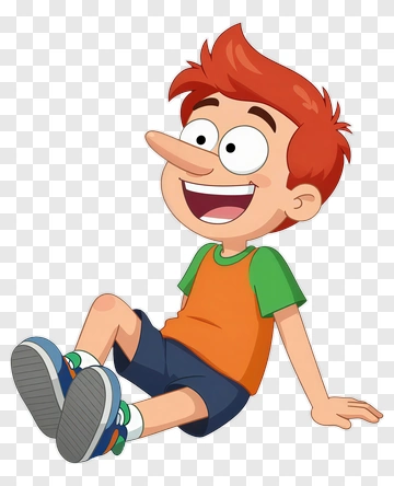 Cartoon Boy Sitting And Smiling PNG