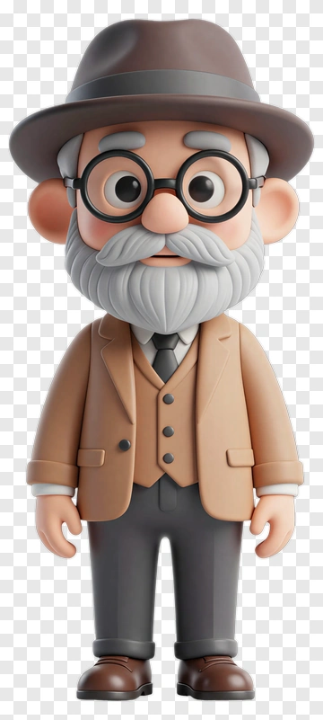 3D Cartoon Elderly Man In A Suit PNG