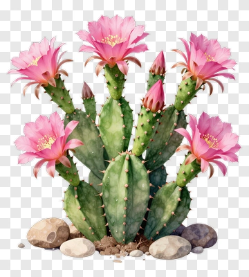 Cactus With Pink Flowers PNG