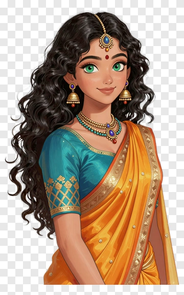 Beautiful Woman In Traditional Indian Attire PNG