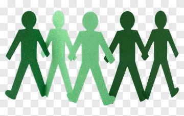 Green Paper Cutout People Holding Hands PNG