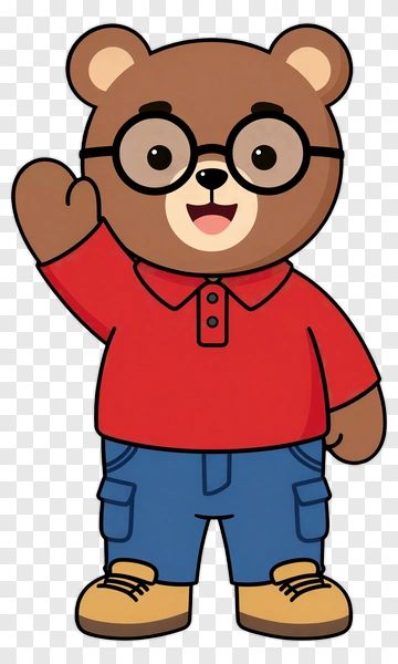 Cartoon Bear Waving Hello PNG