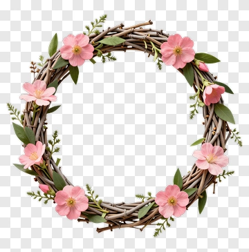 Floral Wreath With Pink Flowers PNG