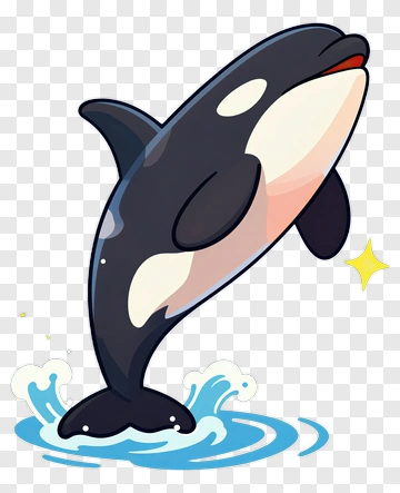 Cartoon Orca Whale Jumping Out Of Water PNG