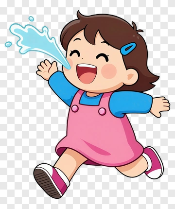Cartoon Girl Laughing And Playing PNG