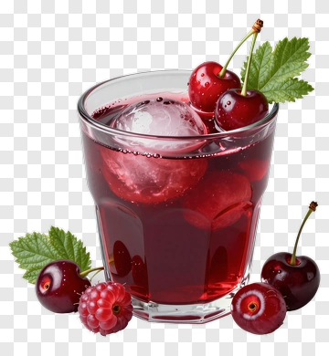 Glass Of Cherry Drink With Berries PNG