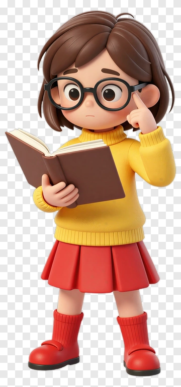 3D Girl Reading A Book PNG