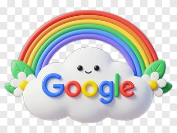 Google Cloud With Rainbow And Flowers PNG