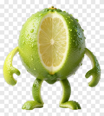 Cartoon Lime Character With Arms PNG