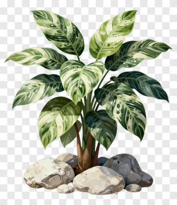 Felt Plant With Decorative Stones PNG