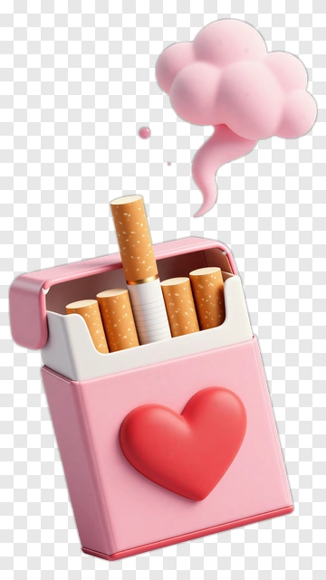 Pink Candy Cigarette Box With Heart Design PNG