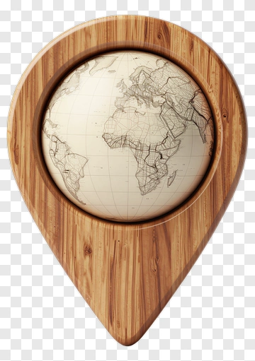 Wooden Globe In Location Pin PNG