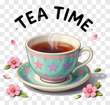 Tea Time Cup With Flowers PNG