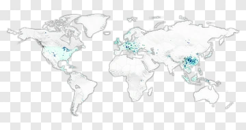 World Map With Highlighted Regions PNG