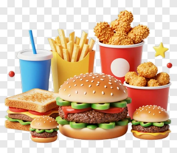 Fast Food Meal With Burgers And Chicken PNG