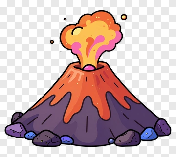 Cartoon Volcano Erupting Lava PNG