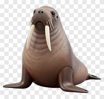 3D Walrus With Tusks PNG