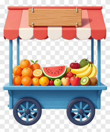 Colorful Fruit Cart PNG