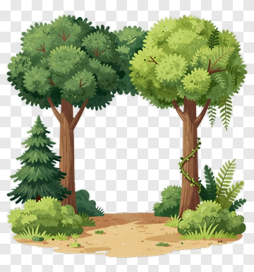 Cartoon Trees And Greenery PNG