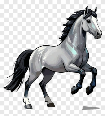Cartoon Gray Horse PNG