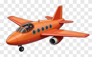 3D Orange Airplane PNG