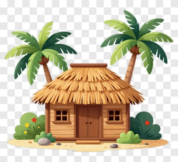 Tropical House Surrounded By Palm Trees PNG