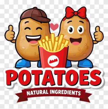Cartoon Potatoes Holding A French Fry Box PNG
