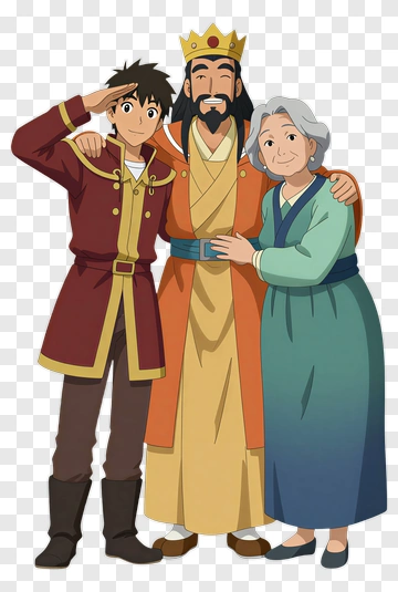 Family Group With King And Elderly Woman PNG