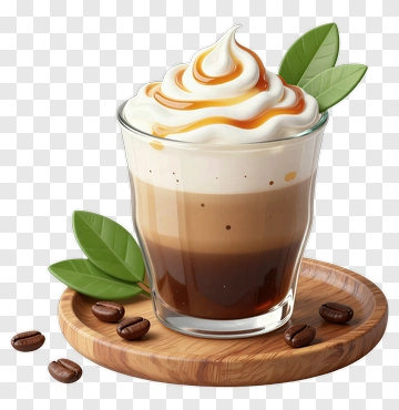 Coffee Drink With Whipped Cream And Caramel PNG