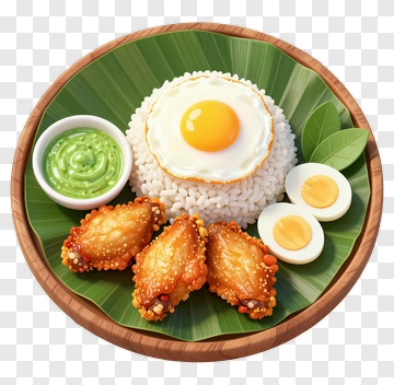 Plate Of Fried Chicken With Rice And Egg PNG