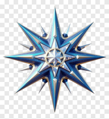 3D Compass Rose With Blue And Silver Design PNG