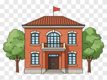 Cartoon House With Trees PNG